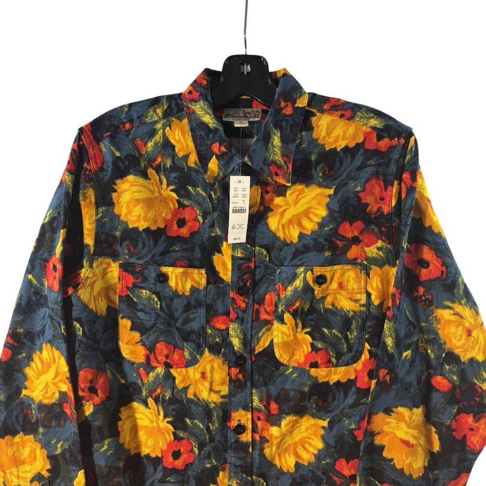 J. Crew Midweight Flannel Shirt Small Regenerative Cotton Floral Print Multicolo - Picture 5 of 10